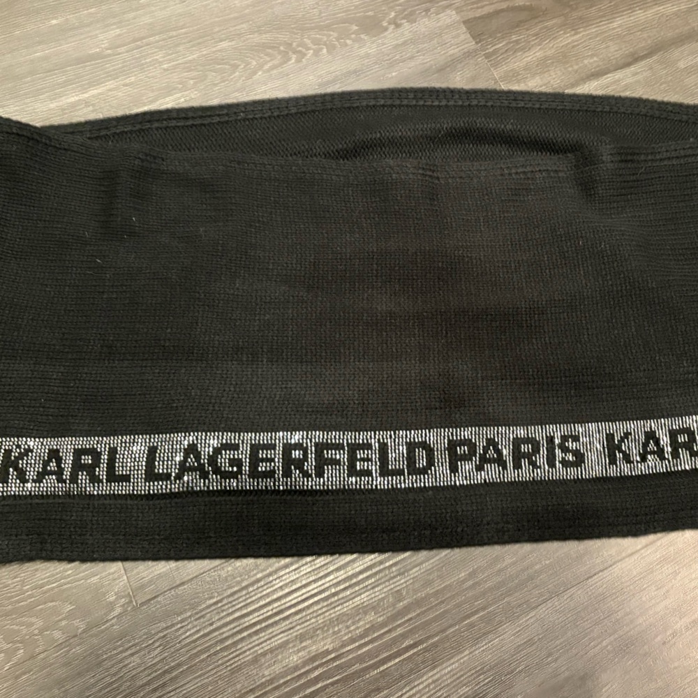 Karl Lagerfeld black and silver sequin circle scarf